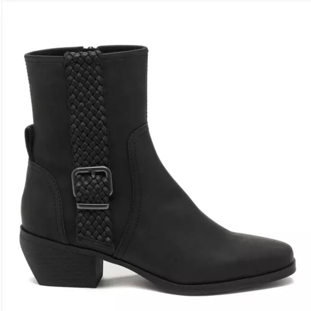 Black Ankle Boots with Braided Strap-NWOT